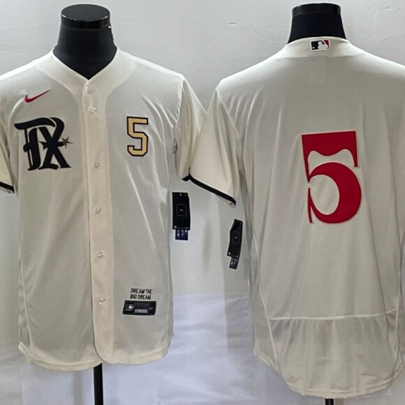 5 Corey Seager 2023 City Connect Cream Stitched Jersey - Picture 1 of 1